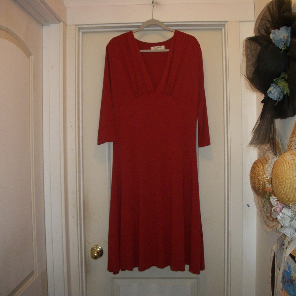 RUST ROMY STRECHY COTTON SWIINGY DRESS X LG
